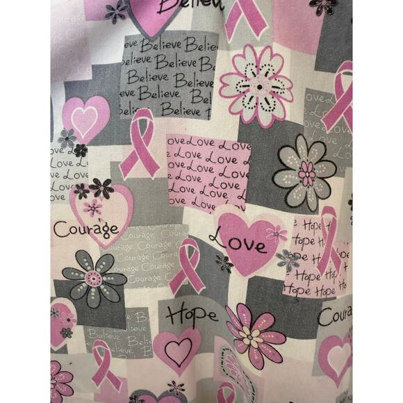 Scrub HQ 2 XL Scrub Top Cancer pinks short sleeve 28" pit to pit v-neck 3 pocket - Picture 5 of 10